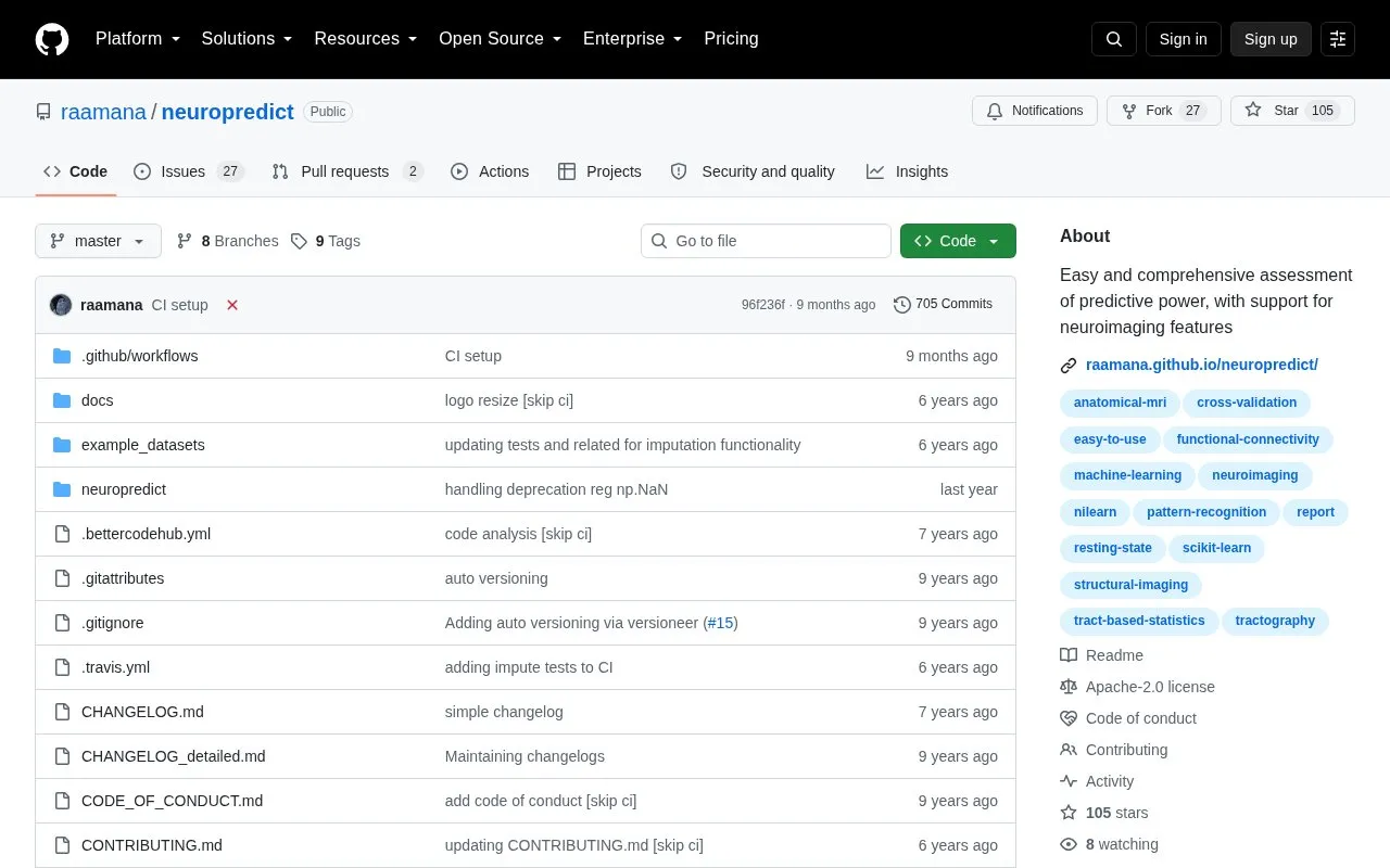 neuropredict homepage screenshot