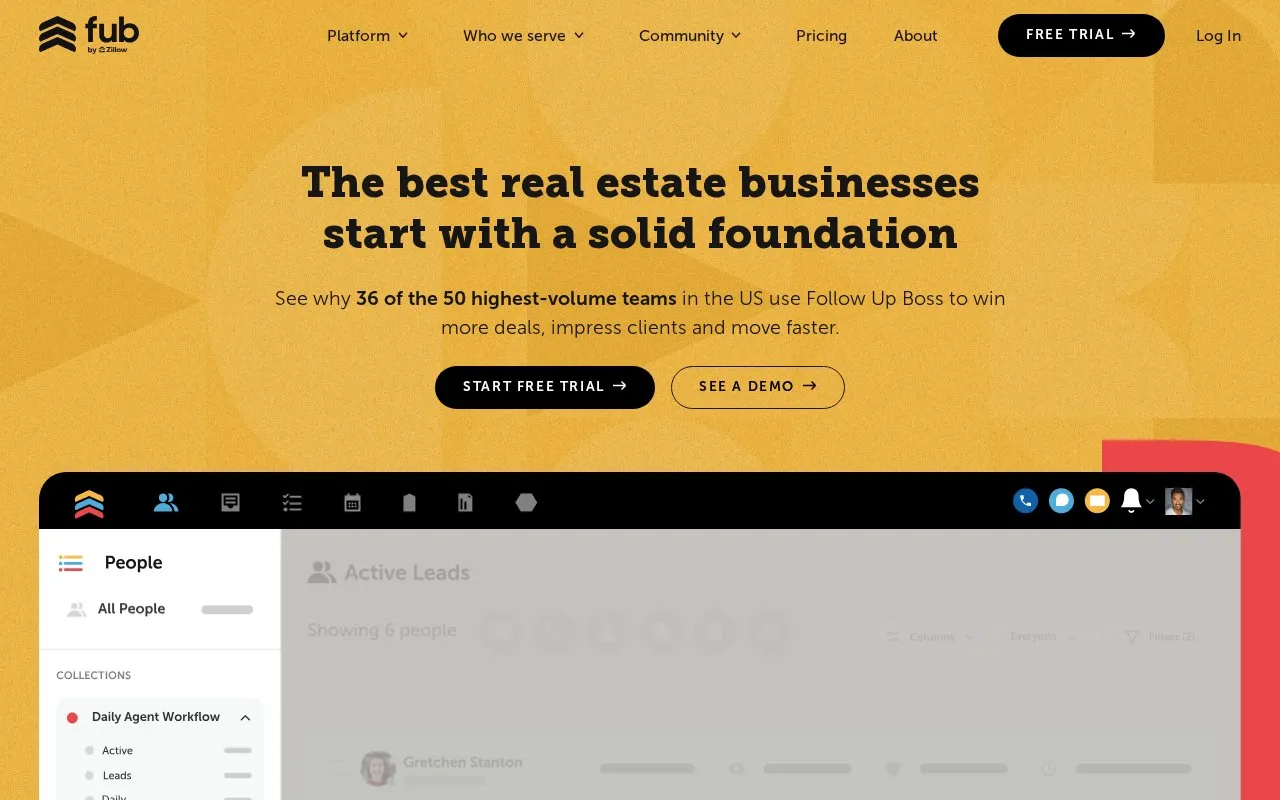 Follow Up Boss homepage screenshot