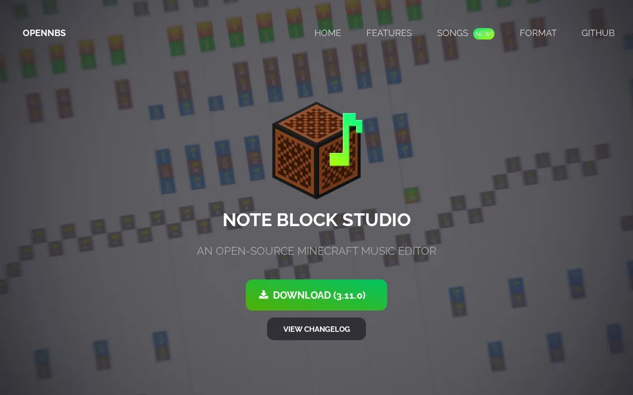 Note Block Studio homepage screenshot