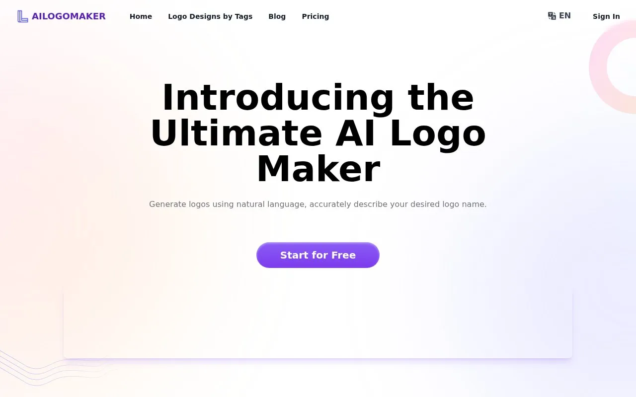 AI Logo Maker homepage screenshot