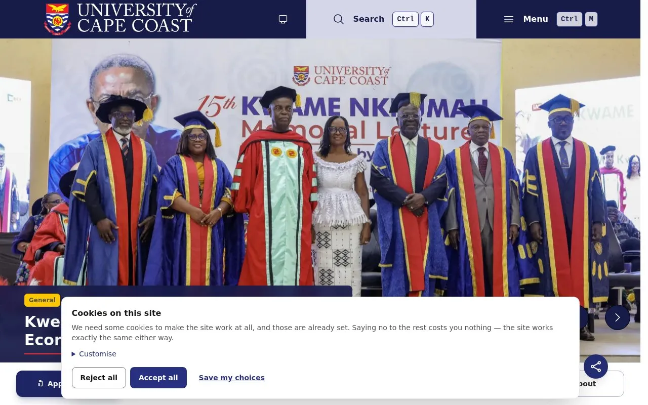 University of Cape Coast homepage screenshot
