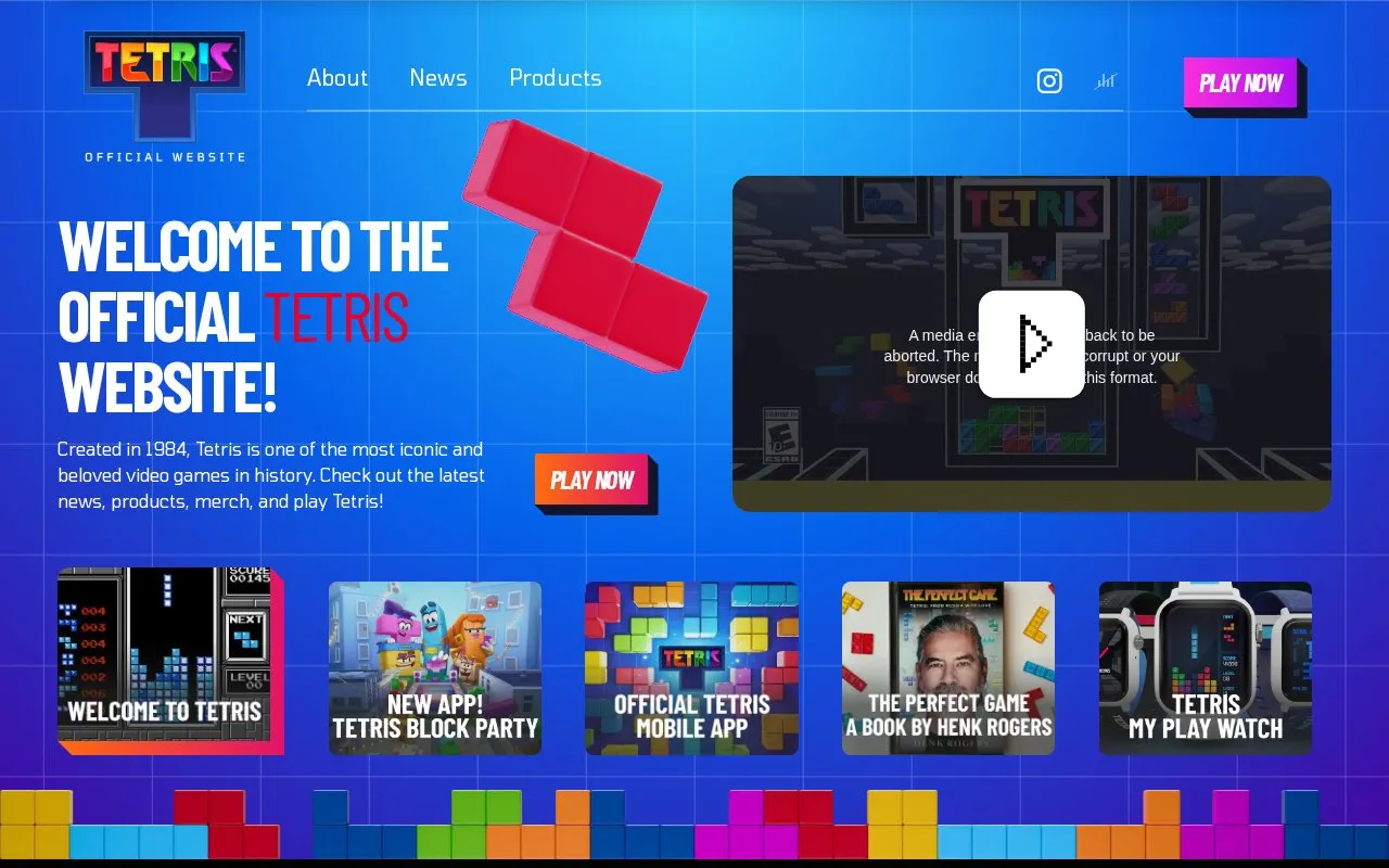 Tetris homepage screenshot
