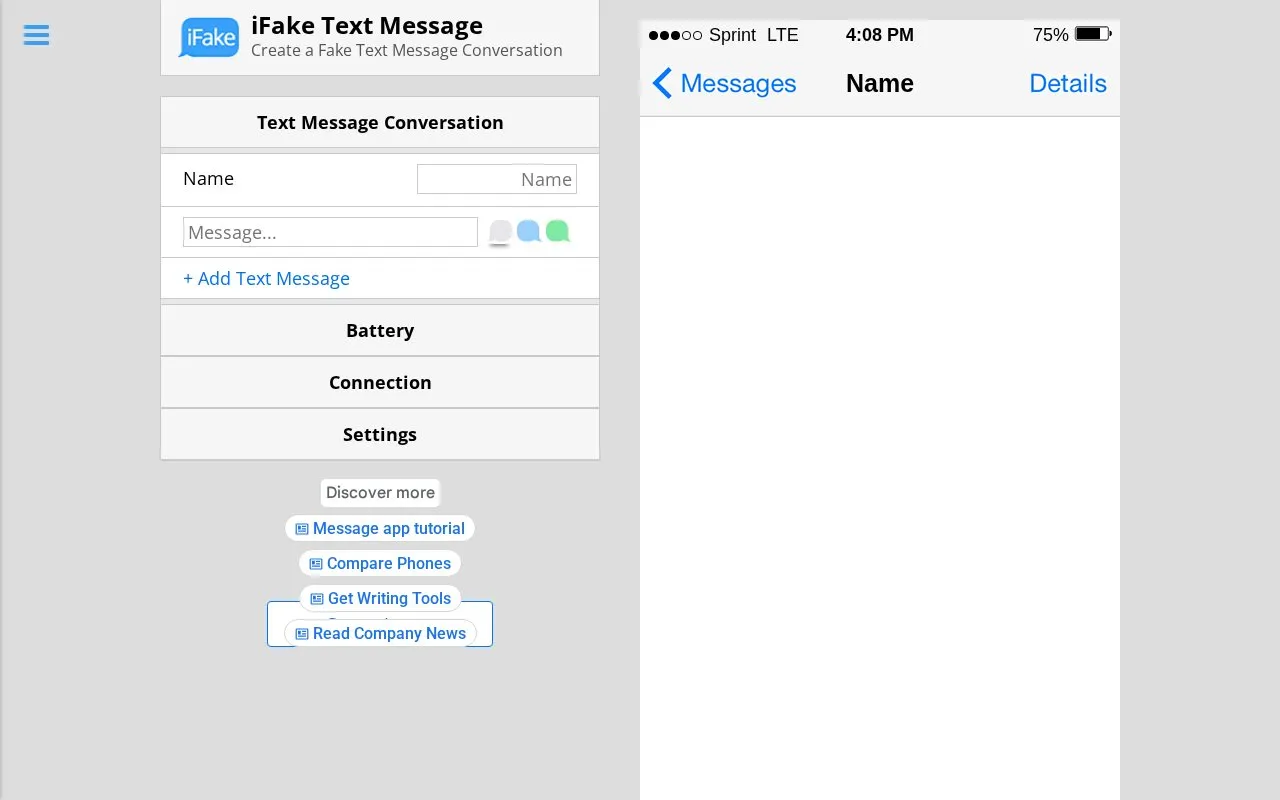 iFake homepage screenshot