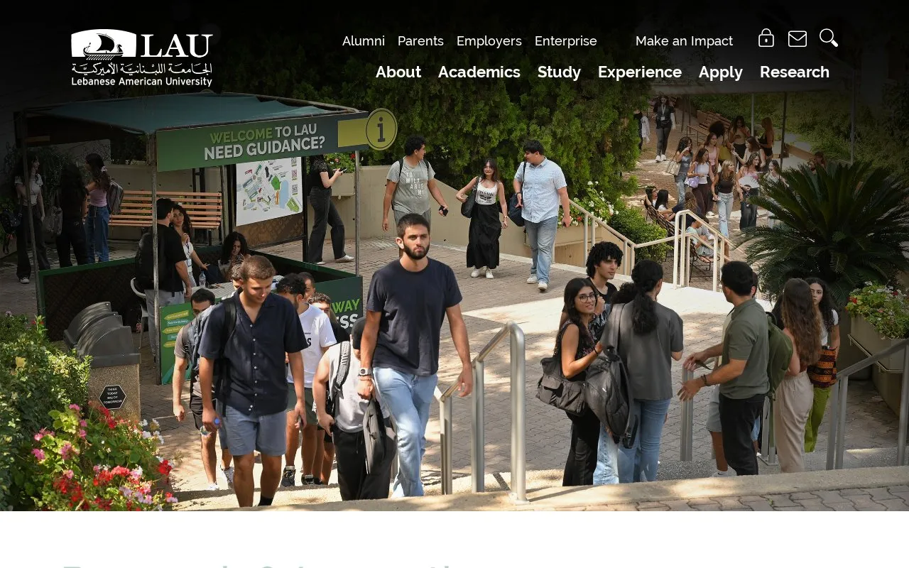 Lebanese American University homepage screenshot