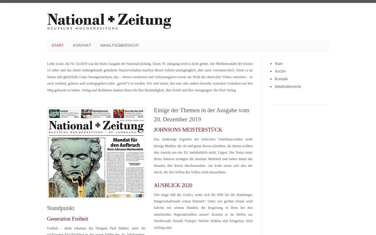 National-Zeitung homepage screenshot