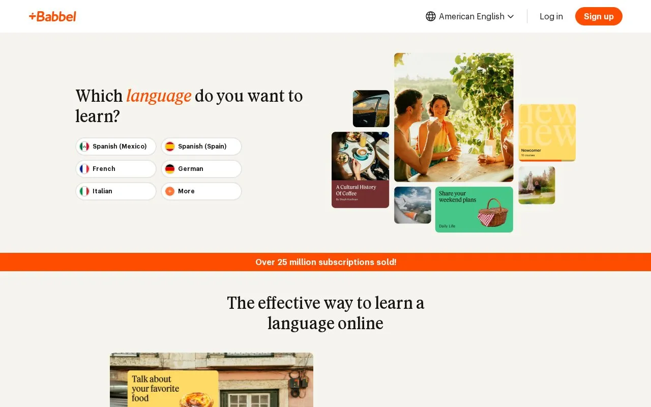 Babbel homepage screenshot