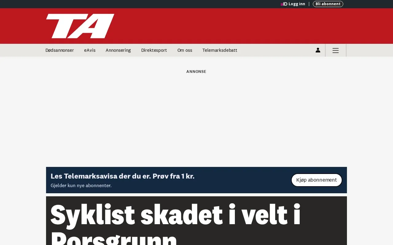 Telemarksavisa homepage screenshot