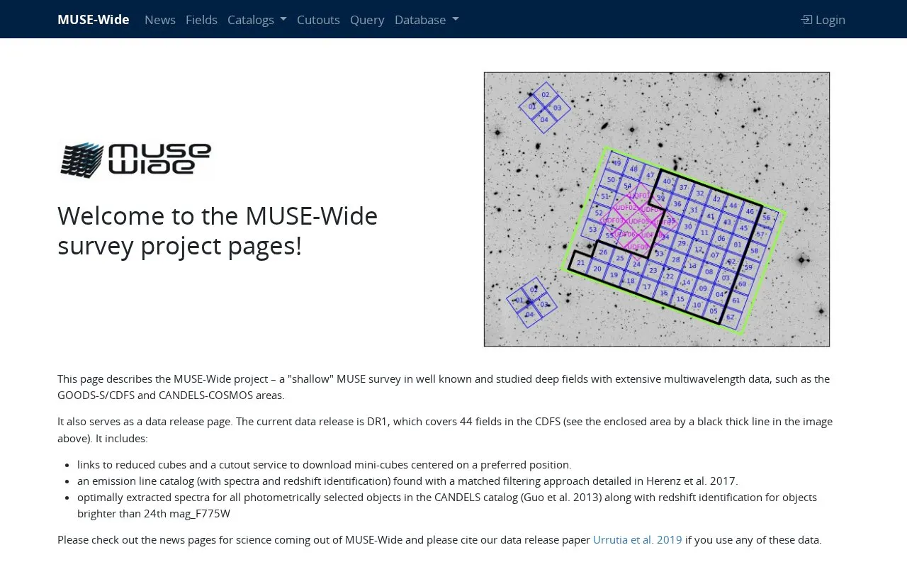 MUSE-Wide homepage screenshot