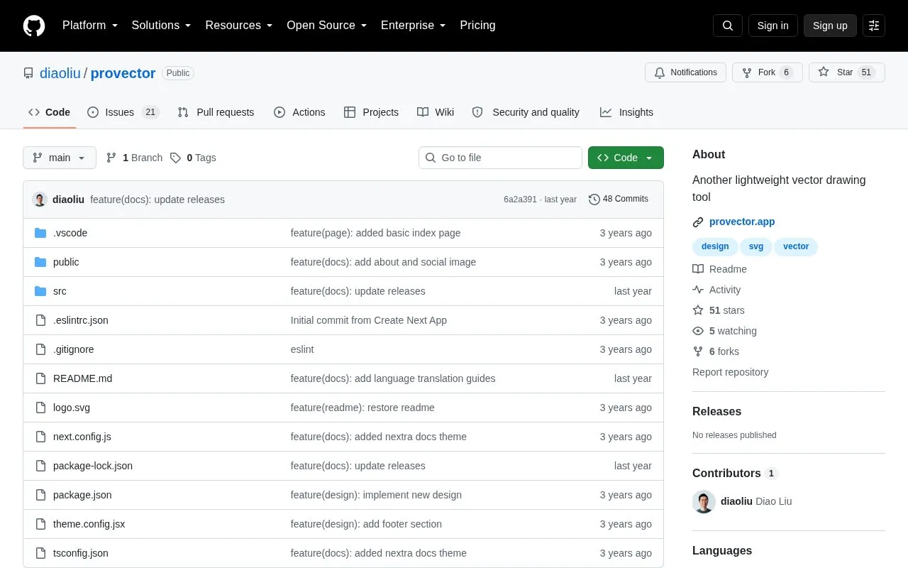 Provector homepage screenshot
