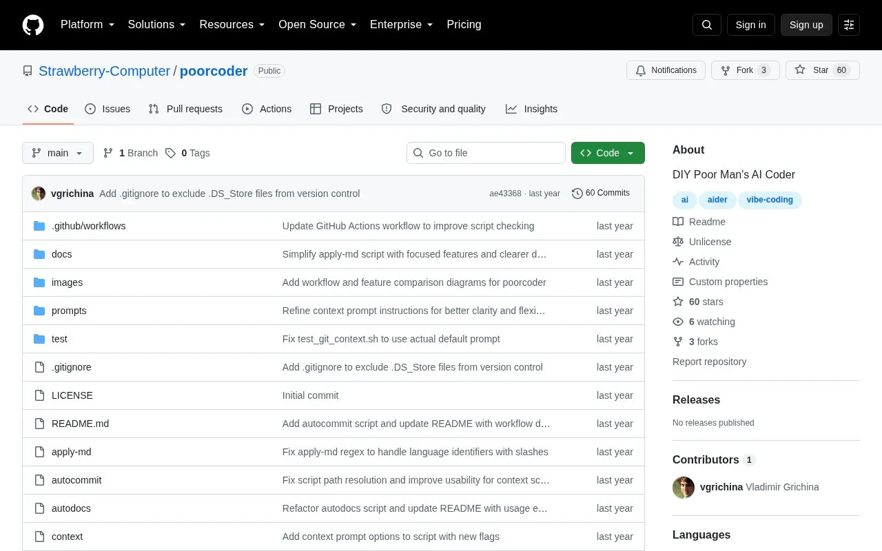 poorcoder homepage screenshot