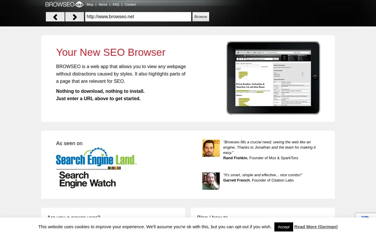 Browseo homepage screenshot
