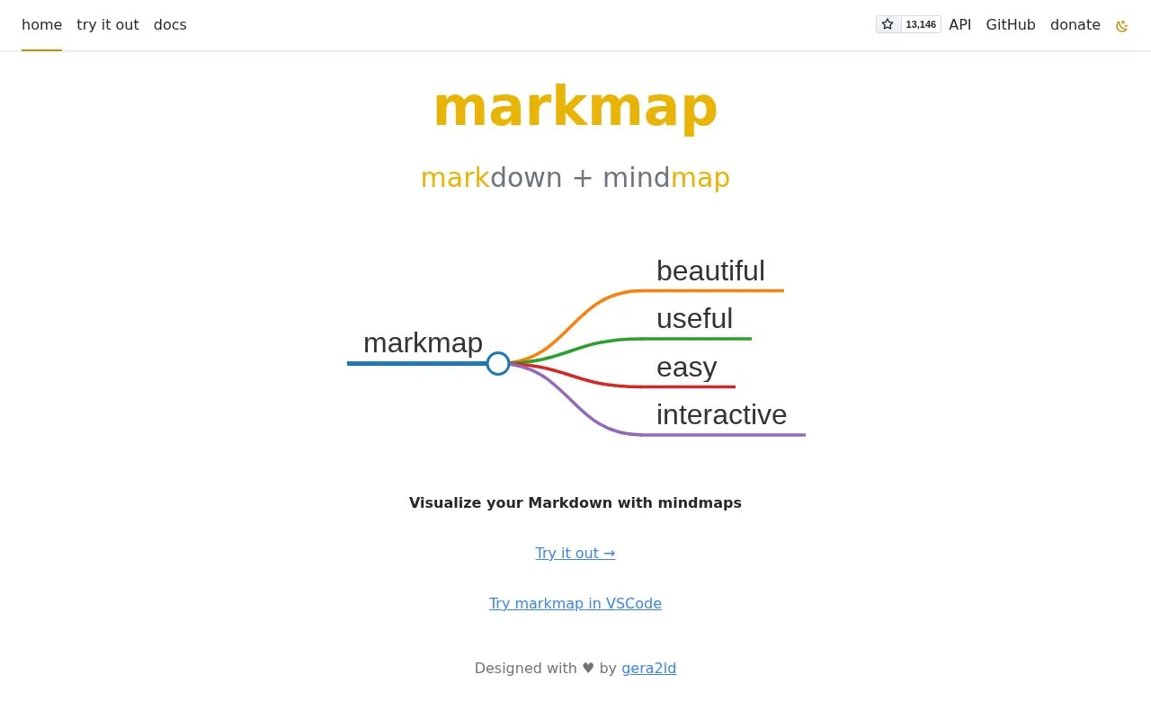 markmap homepage screenshot