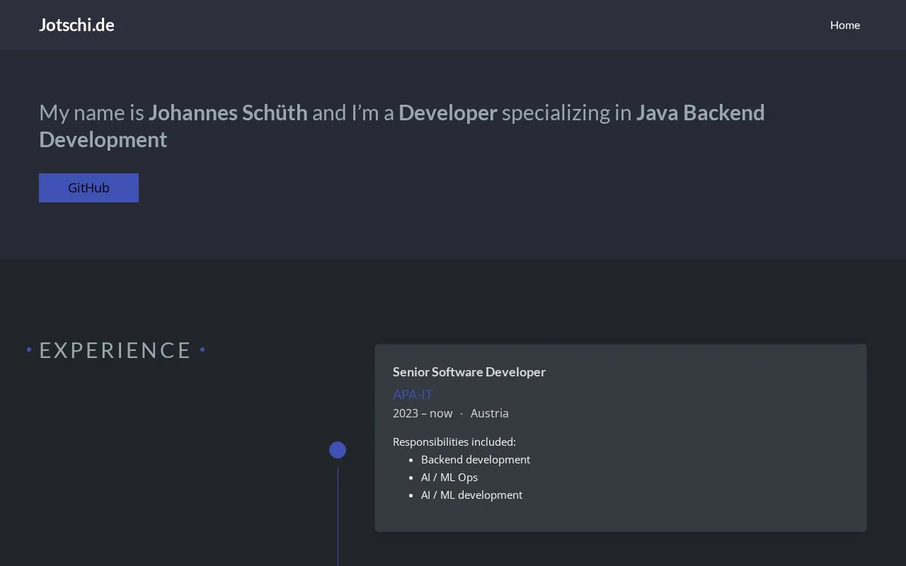 Johannes Schüth homepage screenshot