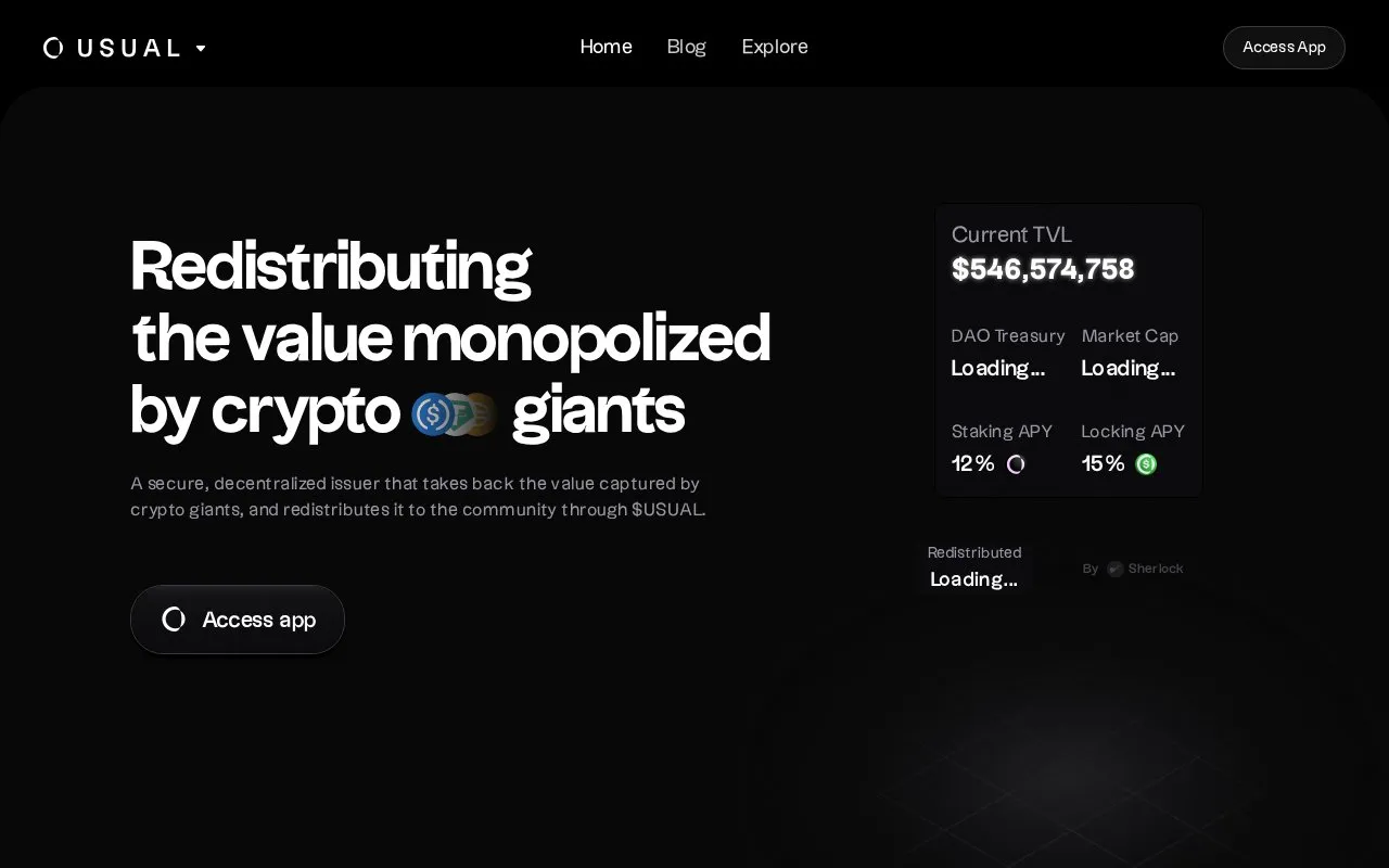 Usual USD0 homepage screenshot