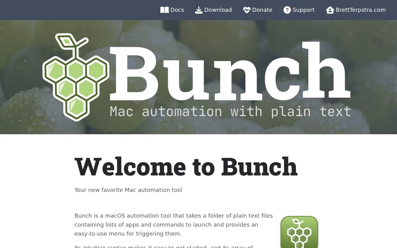 Bunch homepage screenshot