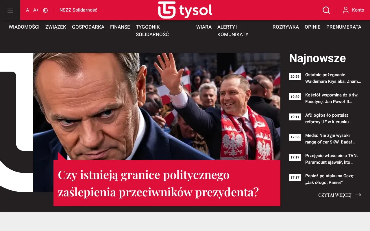 Tygodnik Solidarność homepage screenshot