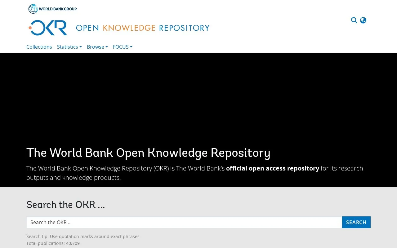 World Bank Open Knowledge Repository homepage screenshot