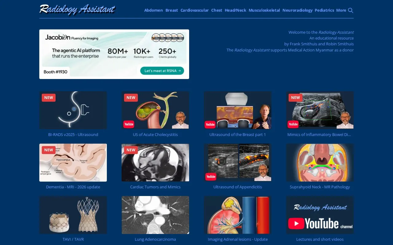 Radiology Assistant homepage screenshot