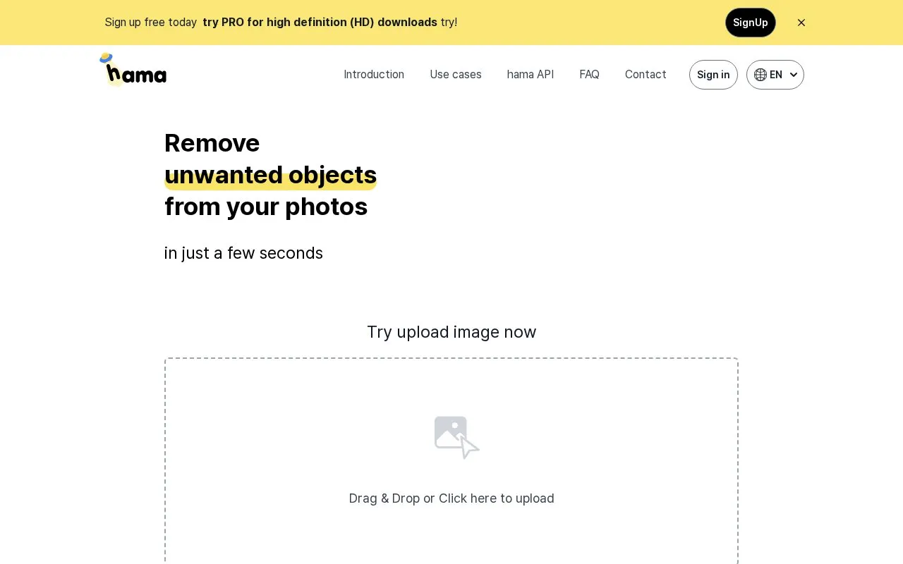 Hama homepage screenshot