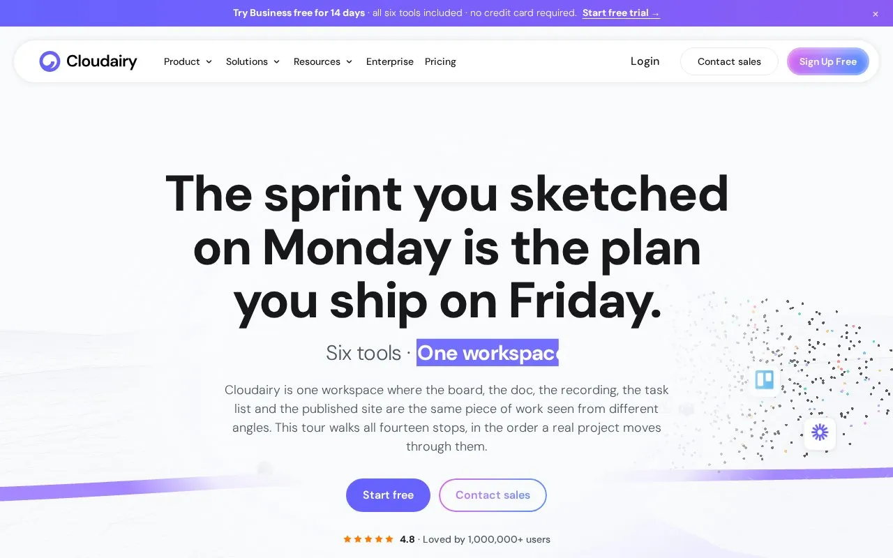 Cloudairy homepage screenshot