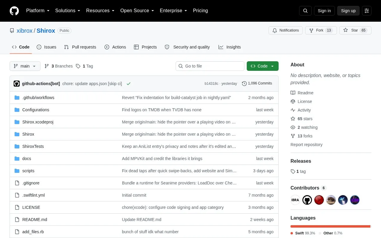 Shirox homepage screenshot