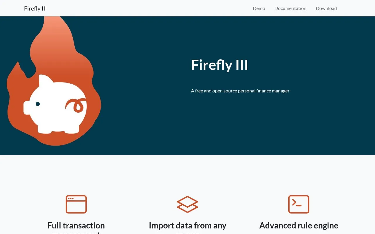Firefly III homepage screenshot