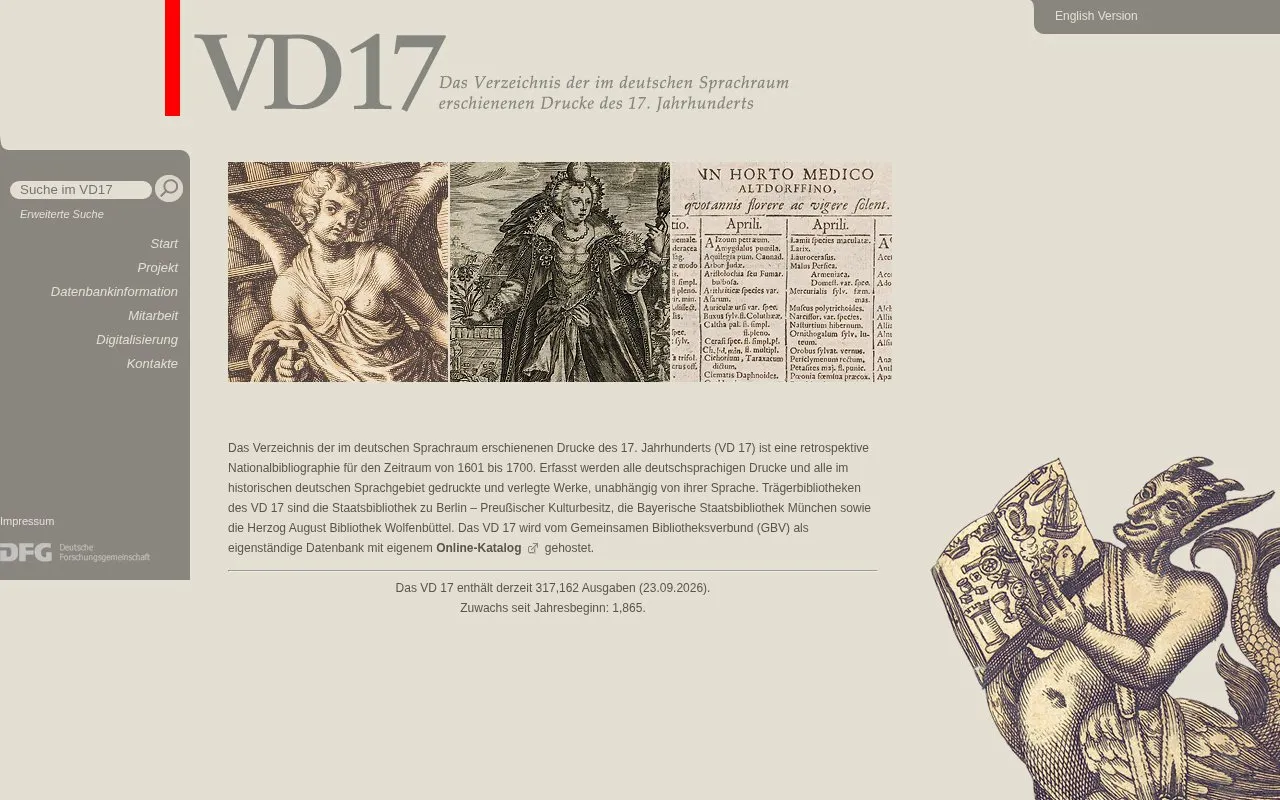 VD 17 homepage screenshot