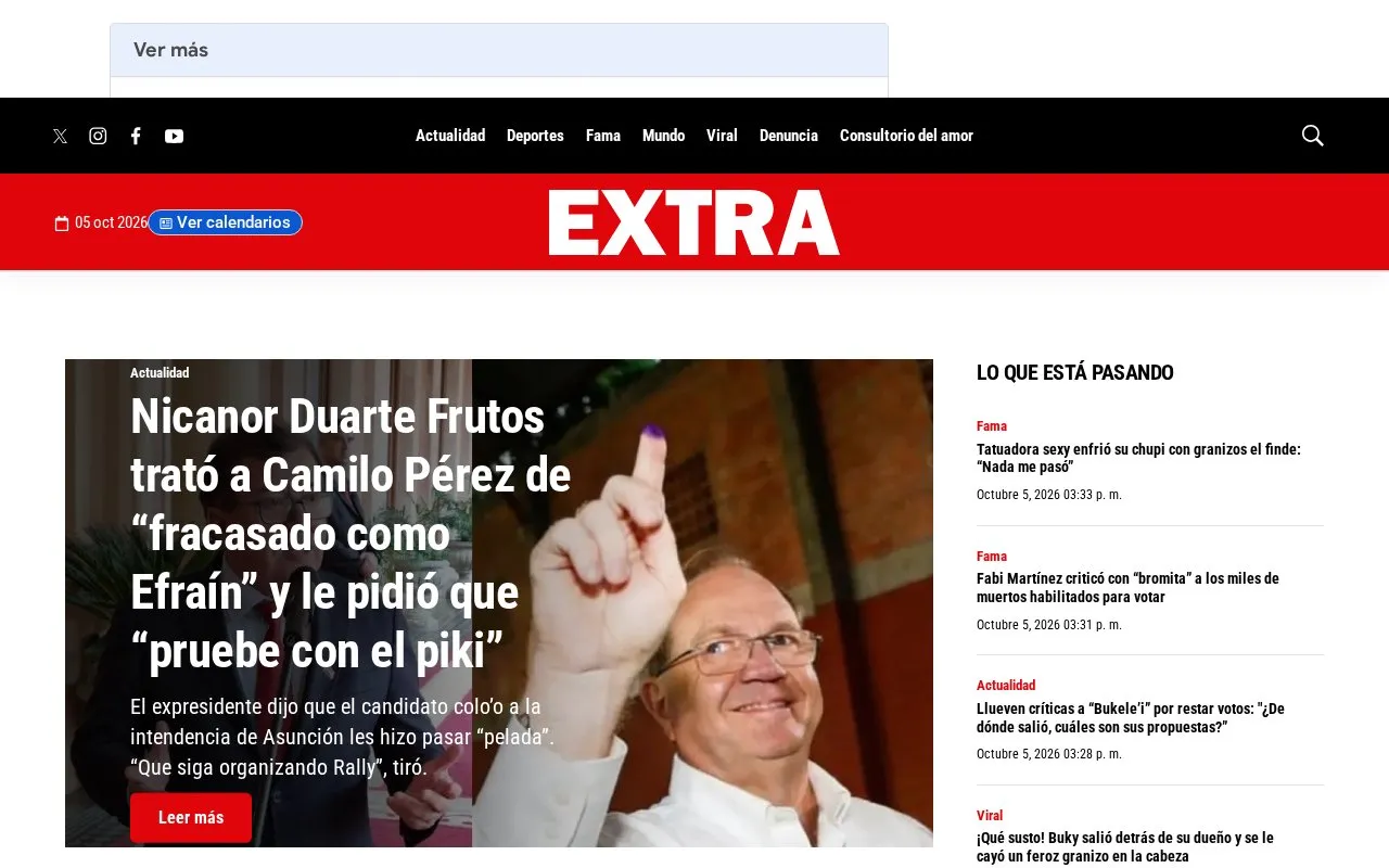 Diario Extra homepage screenshot