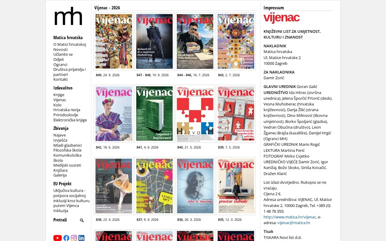 Vijenac homepage screenshot