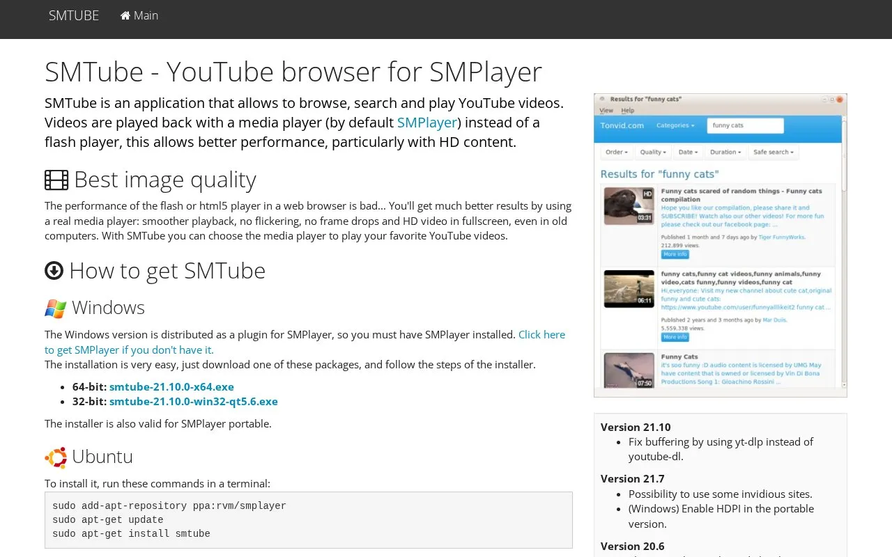 SMTube homepage screenshot