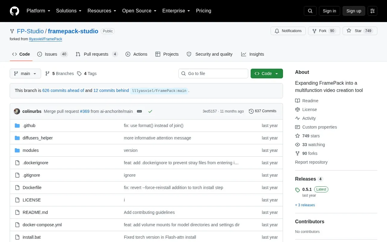FramePack homepage screenshot