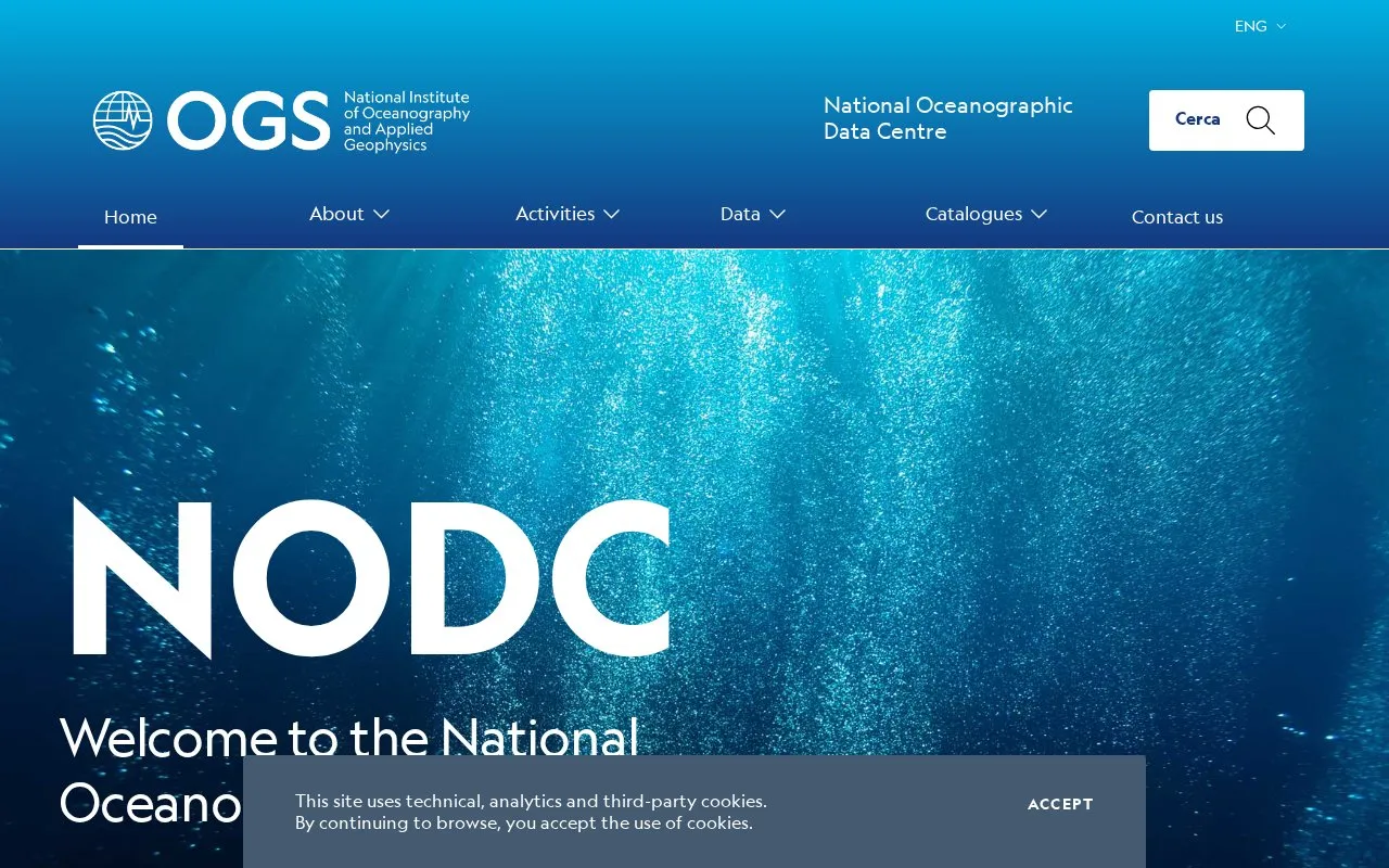 NODC Italian Oceanographic Data Centre homepage screenshot