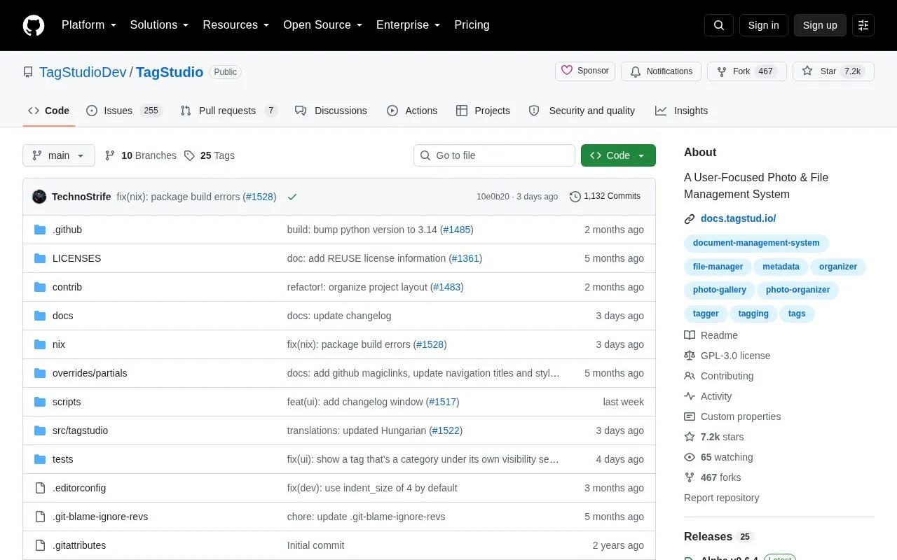 TagStudio homepage screenshot