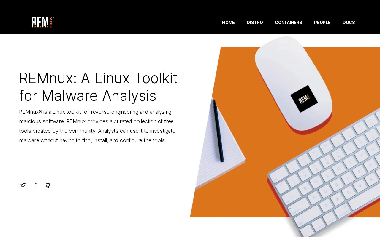 REMnux homepage screenshot