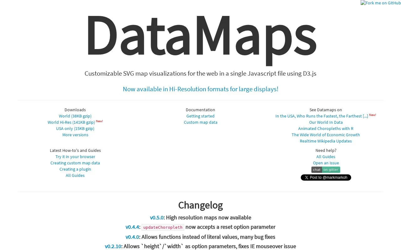 Datamaps homepage screenshot