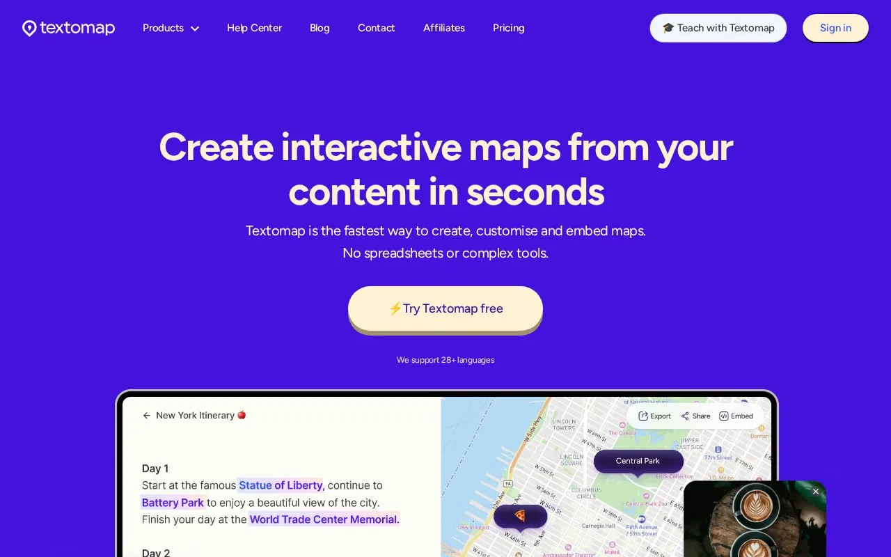 TextToMap homepage screenshot