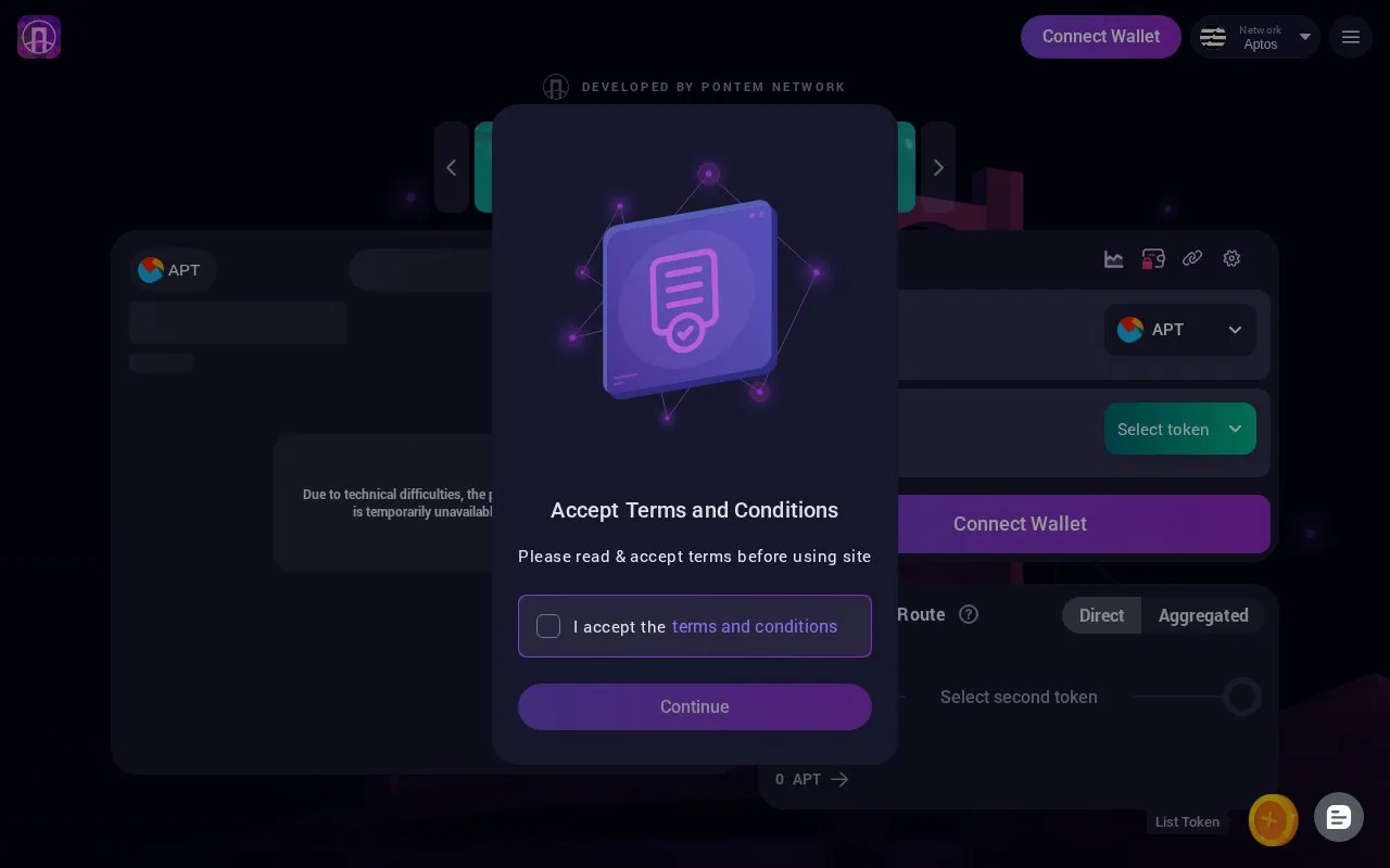 LiquidSwap homepage screenshot