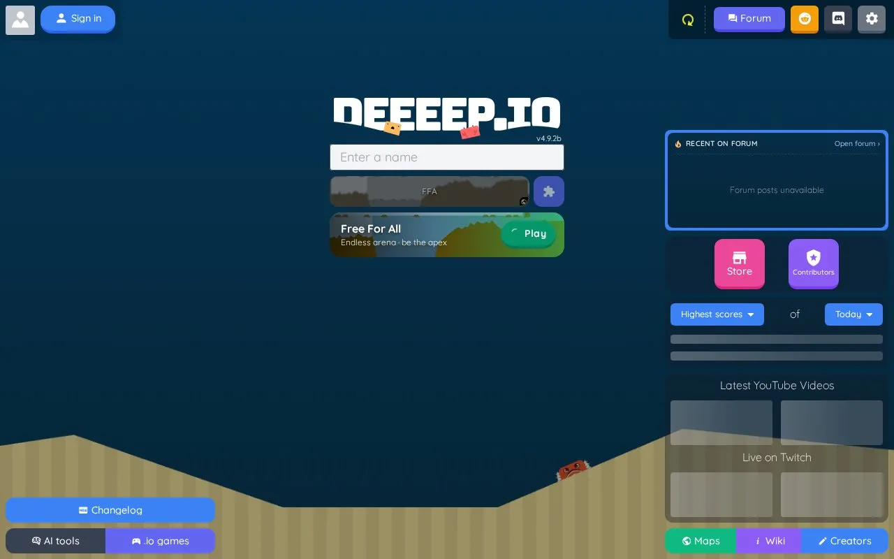 Deeeep.io homepage screenshot