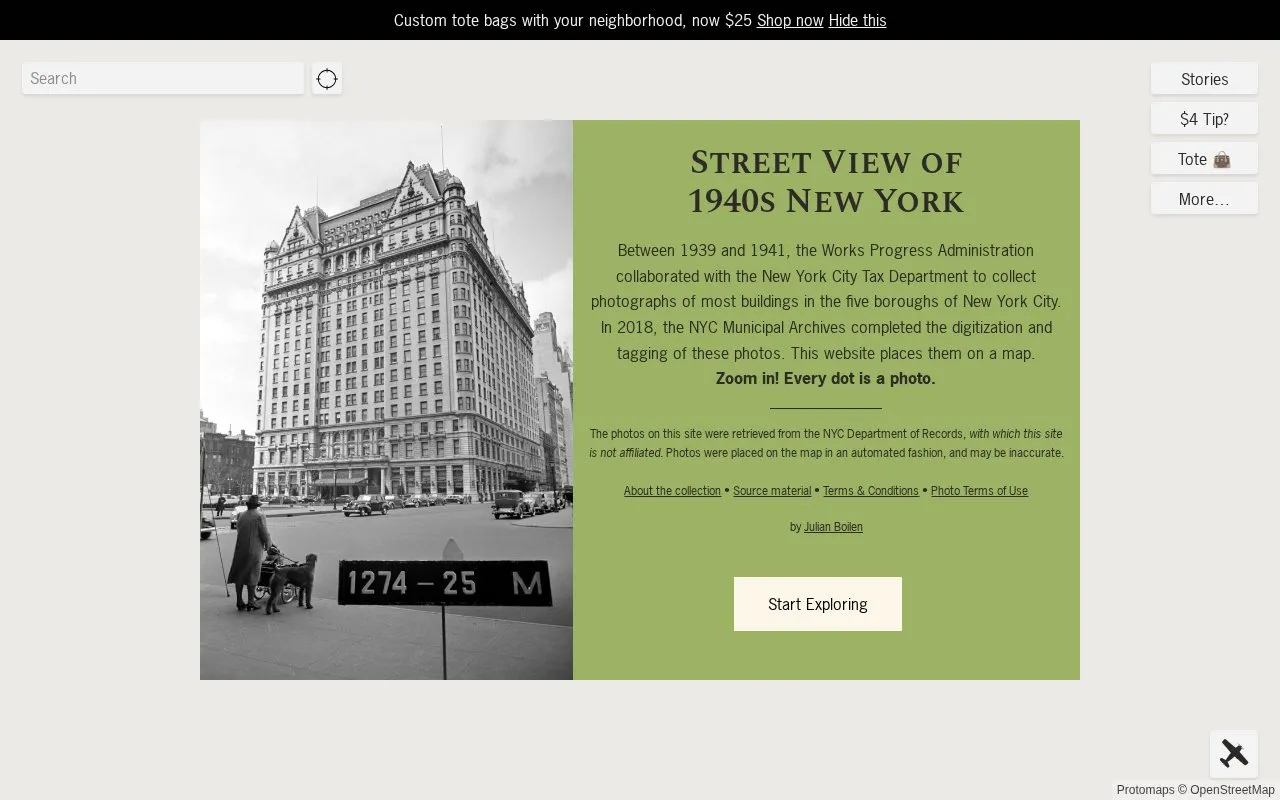 1940s NYC homepage screenshot