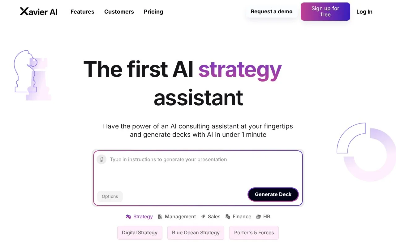 Xavier AI homepage screenshot