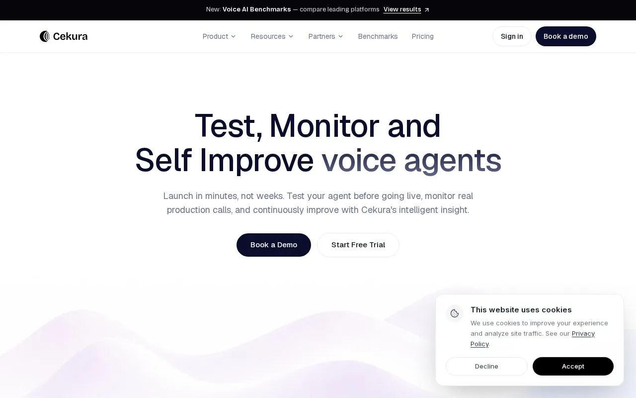 Cekura homepage screenshot
