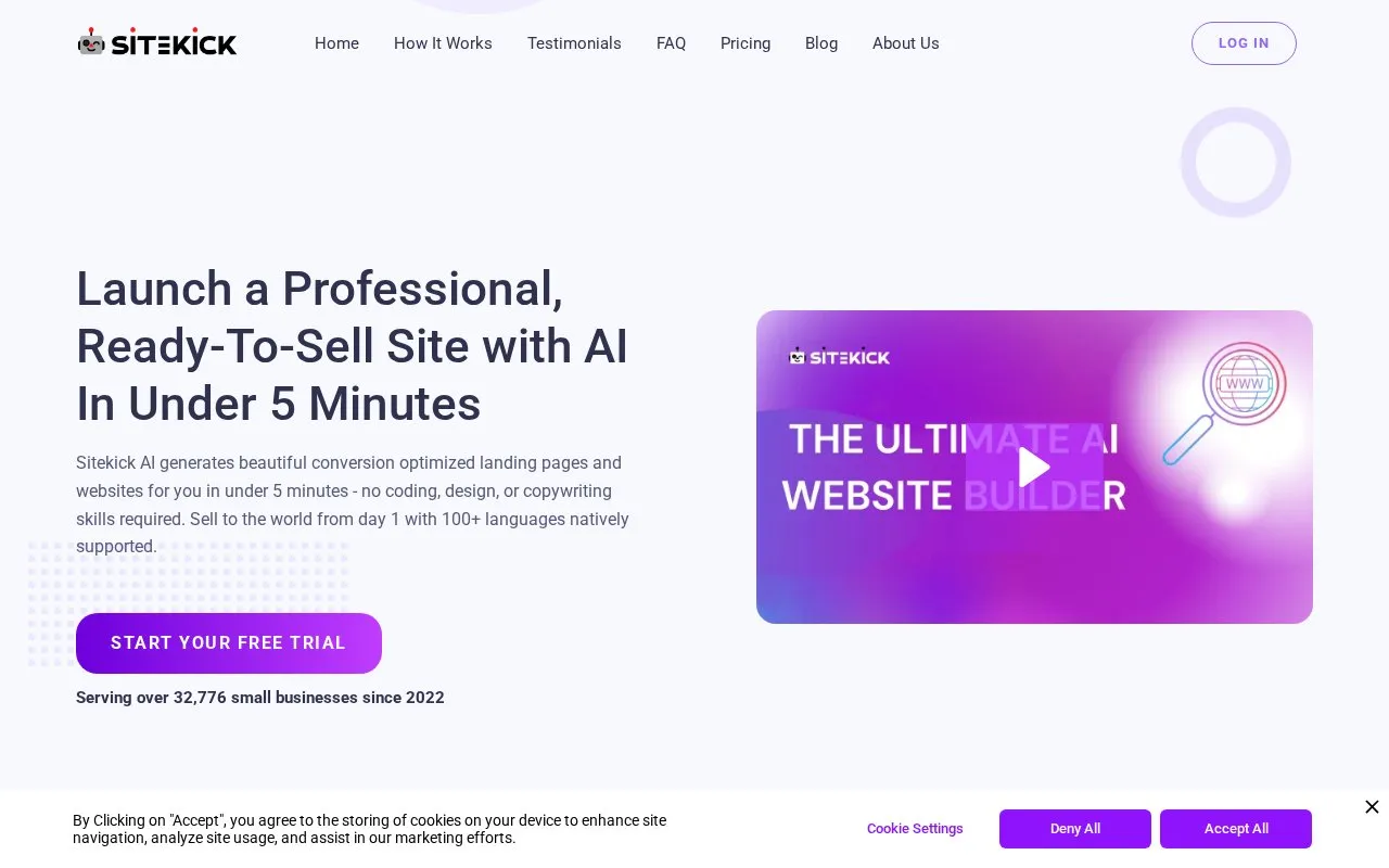 Sitekick AI homepage screenshot