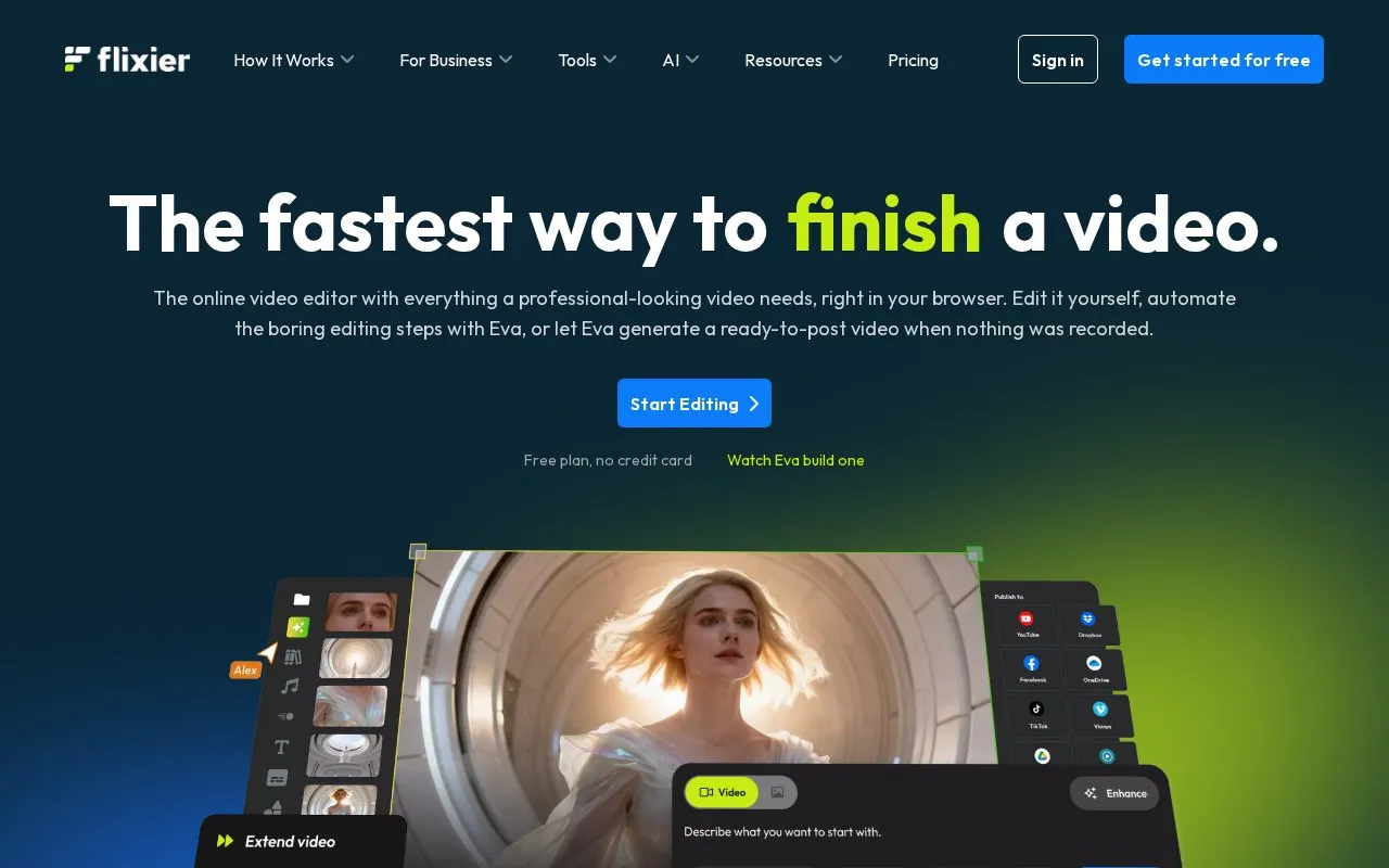 Flixier homepage screenshot