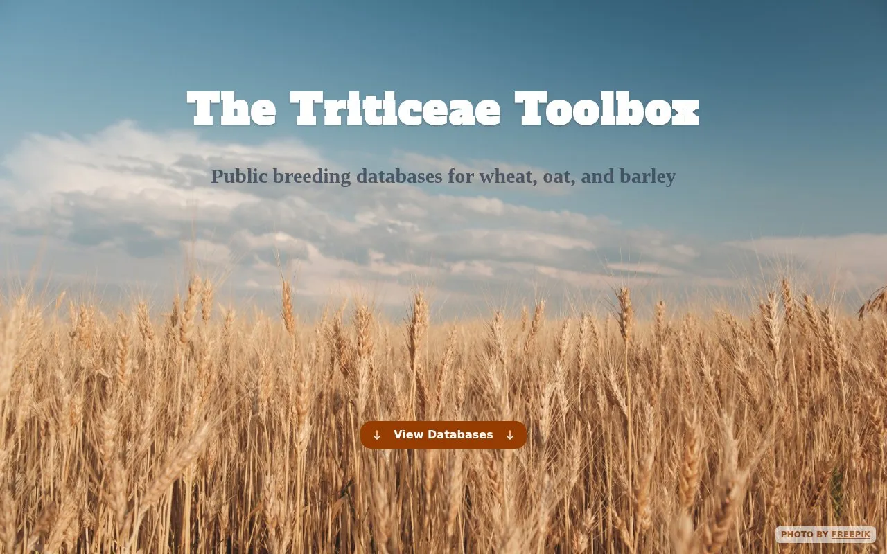 Triticeae Toolbox homepage screenshot
