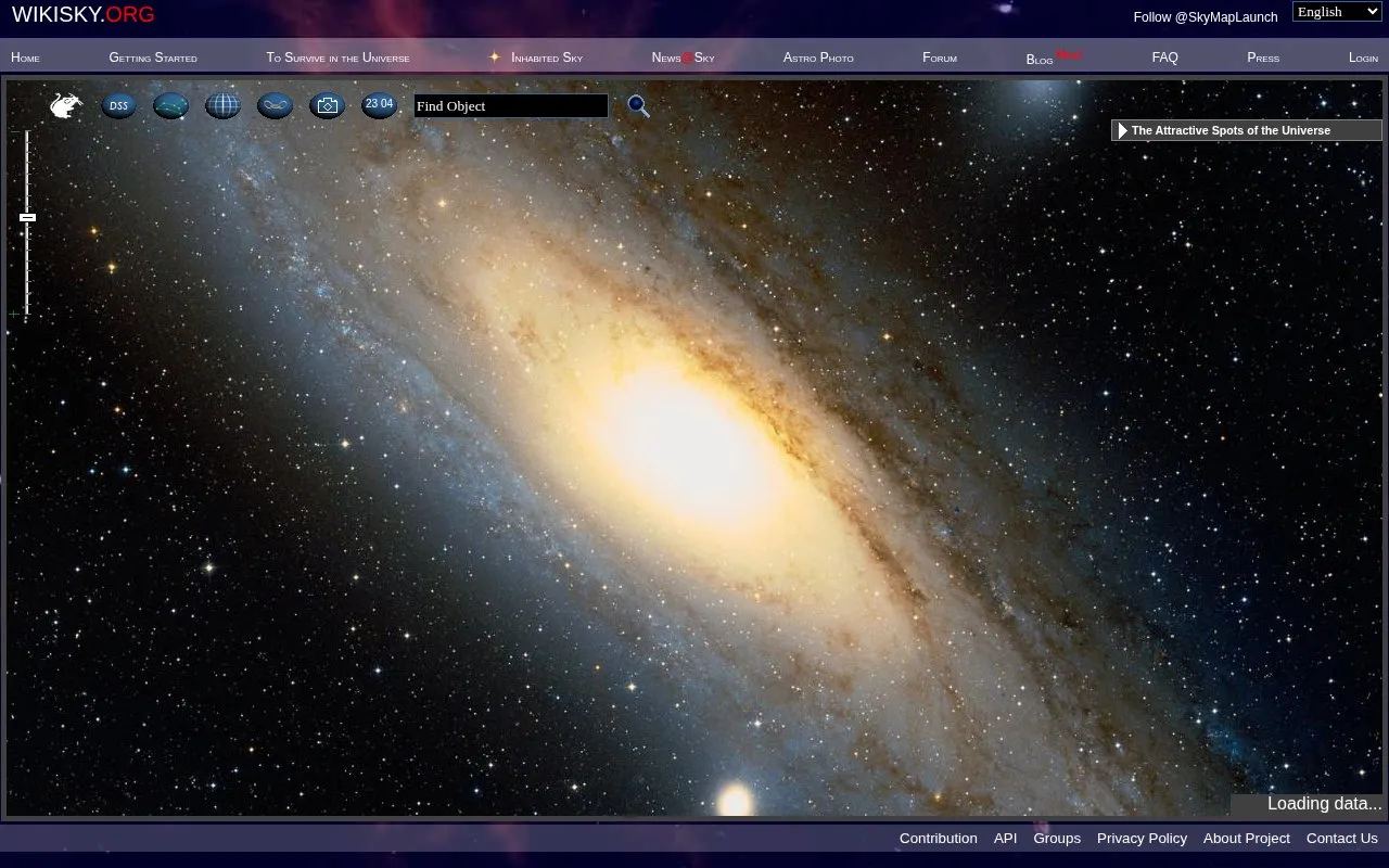WikiSky homepage screenshot