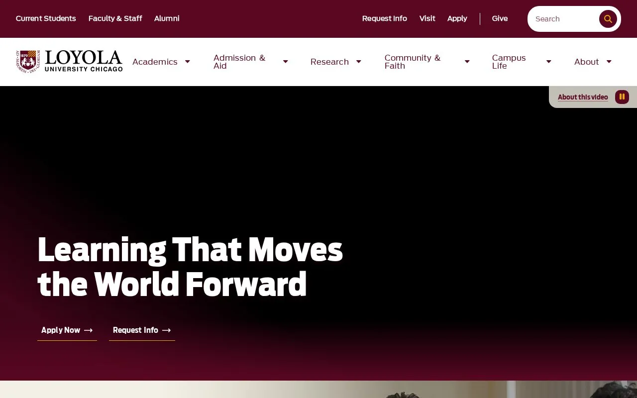 Loyola University of Chicago homepage screenshot