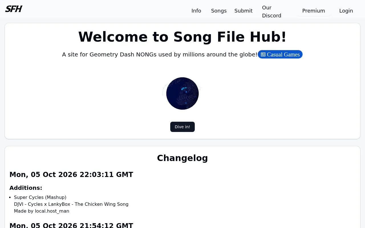Song File Hub homepage screenshot