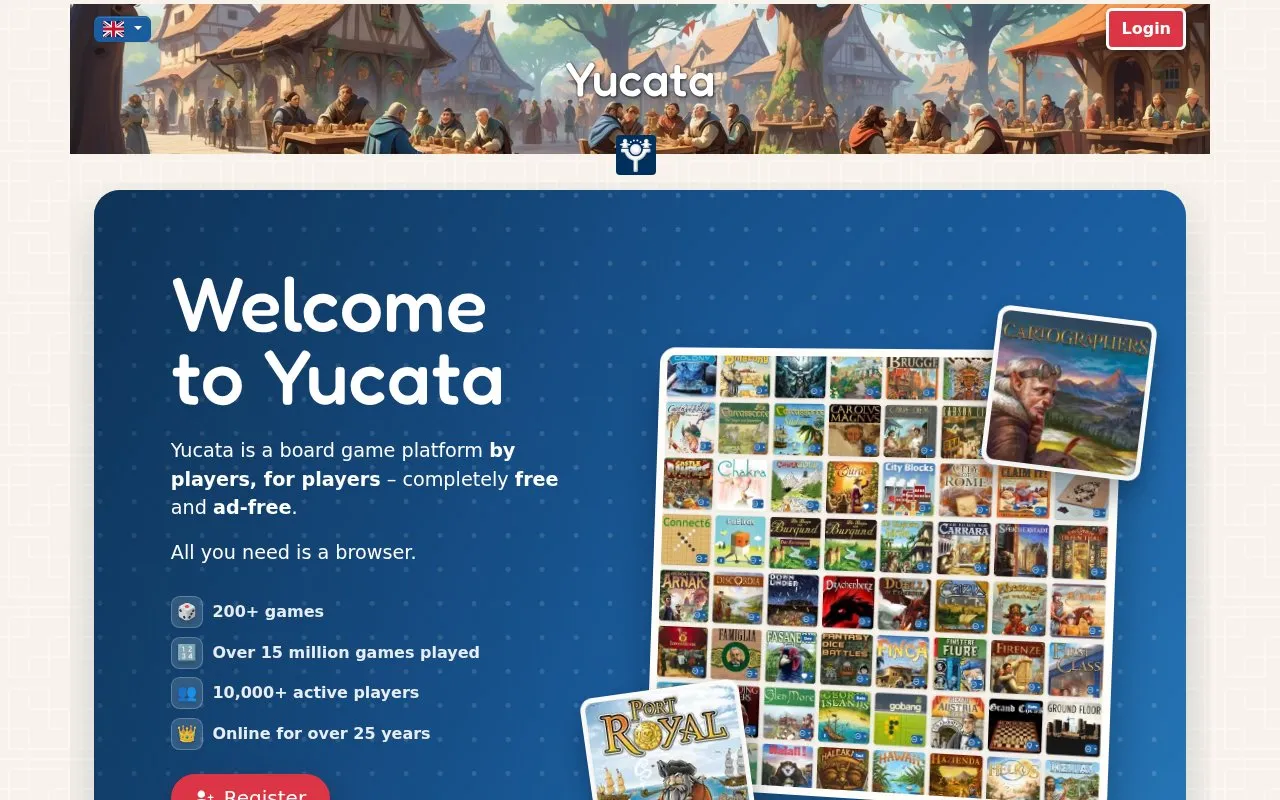 Yucata homepage screenshot