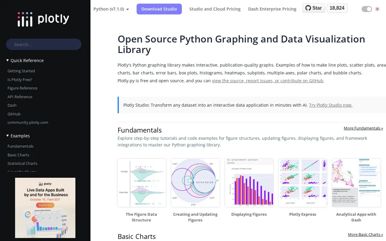 plotly homepage screenshot