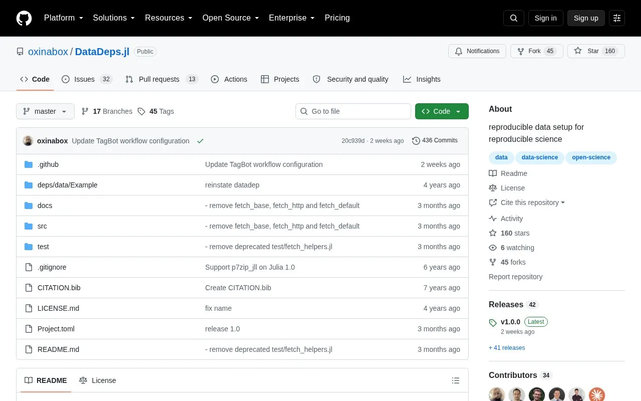 DataDeps homepage screenshot
